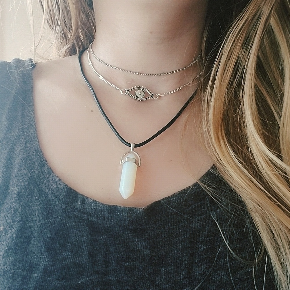 Layered evil eye choker